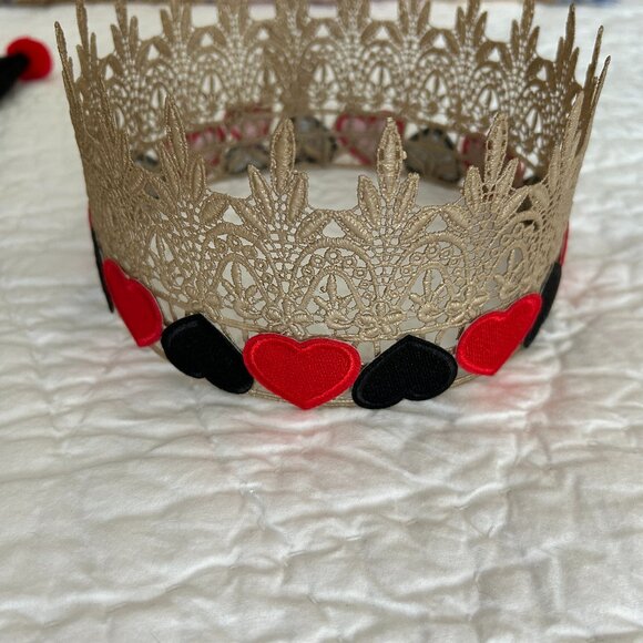 Joker & The Queen Cosplay Fair Halloween Hat Cap Crown Royal Hearts His Hers Set - Picture 3 of 8